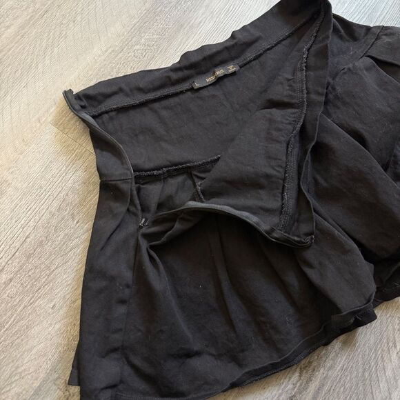 Black Pleated Mini Skirt Cotton Spandex Large Streetwear Goth Punk - Picture 6 of 12